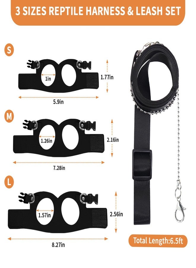 VOXGET 3 Pack Bearded Dragon Leash and Harness Set for Small Animals, 6.5FT Leash with 3 Sizes Adjustable Harness for Lizard Walking Adventure, Soft Vest Clothes for Squirrel Reptile Lovers -Black - Image 3